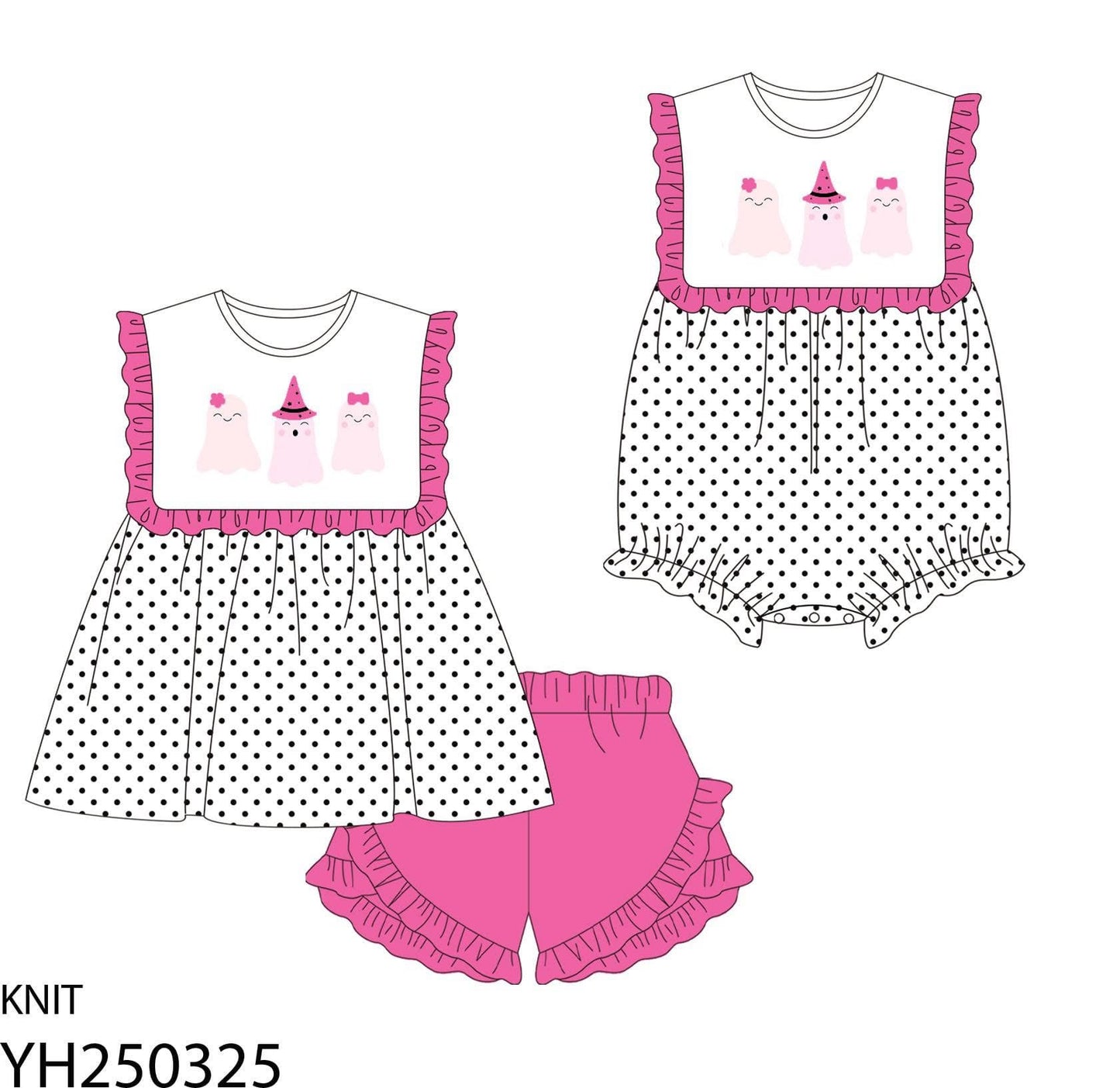 PO205-pink ghost collection short set
