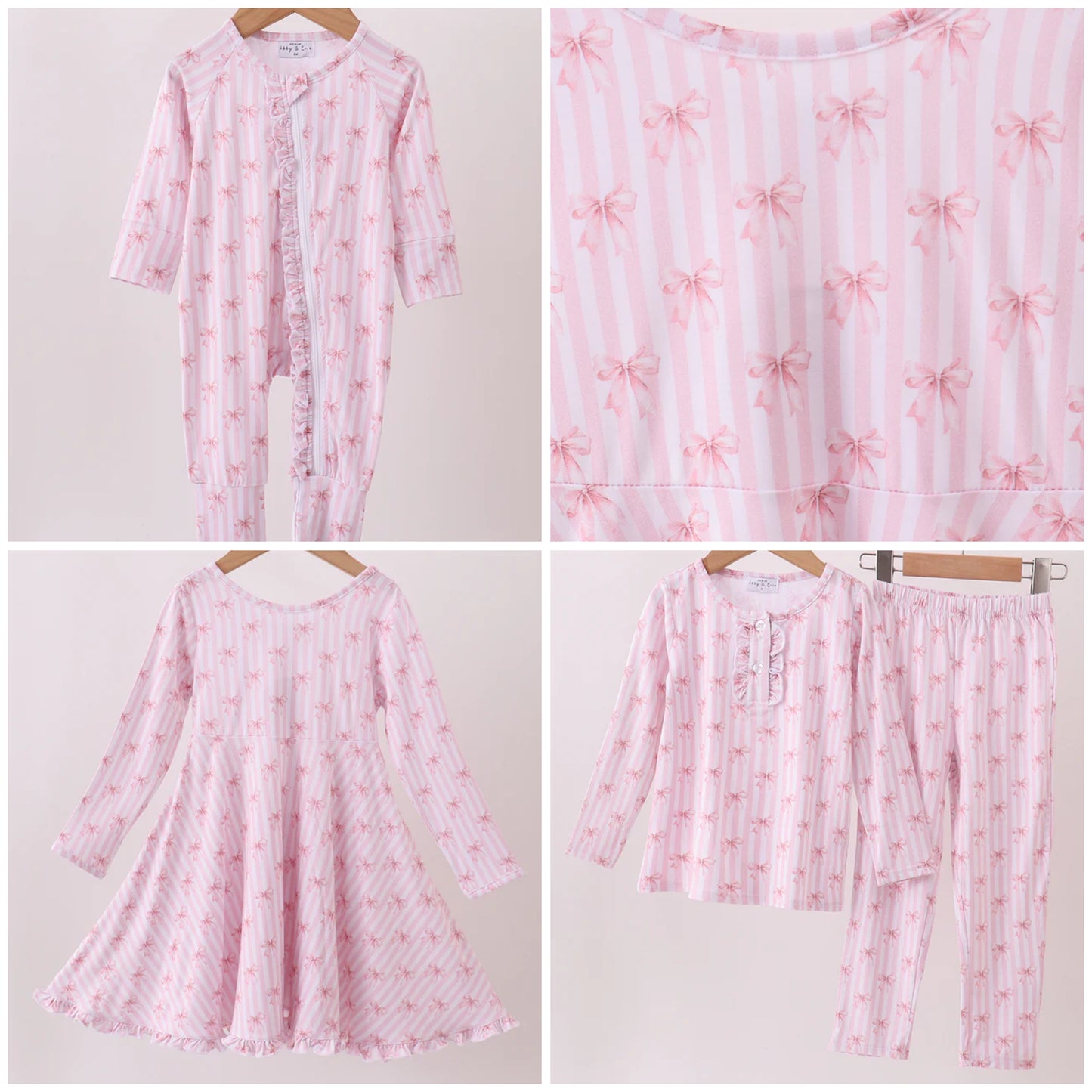 RTS-BLUSH BOW STRIPE BAMBOO