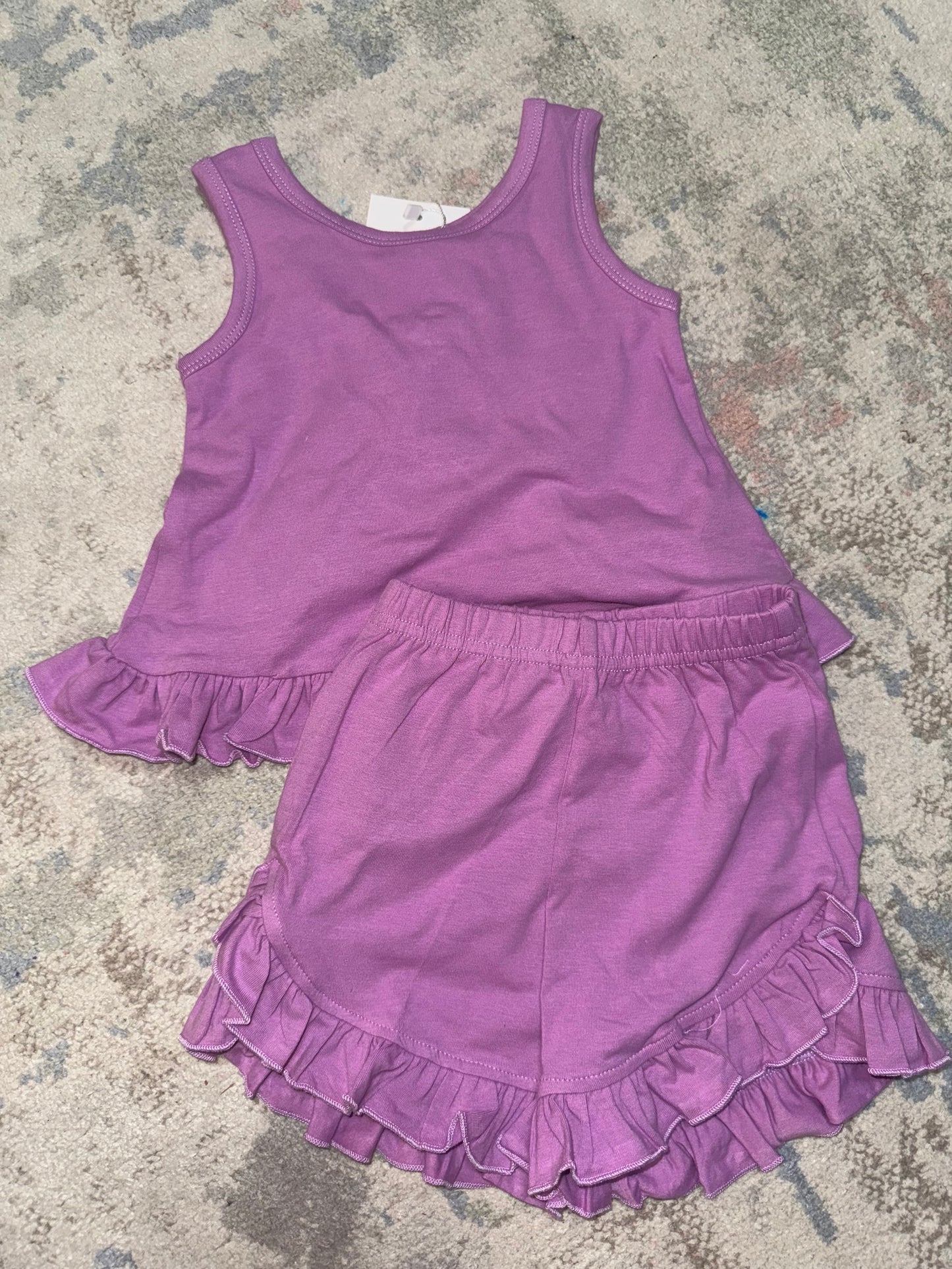 RTS-LAVENDER BOW BACK SHORT SET 3/6M