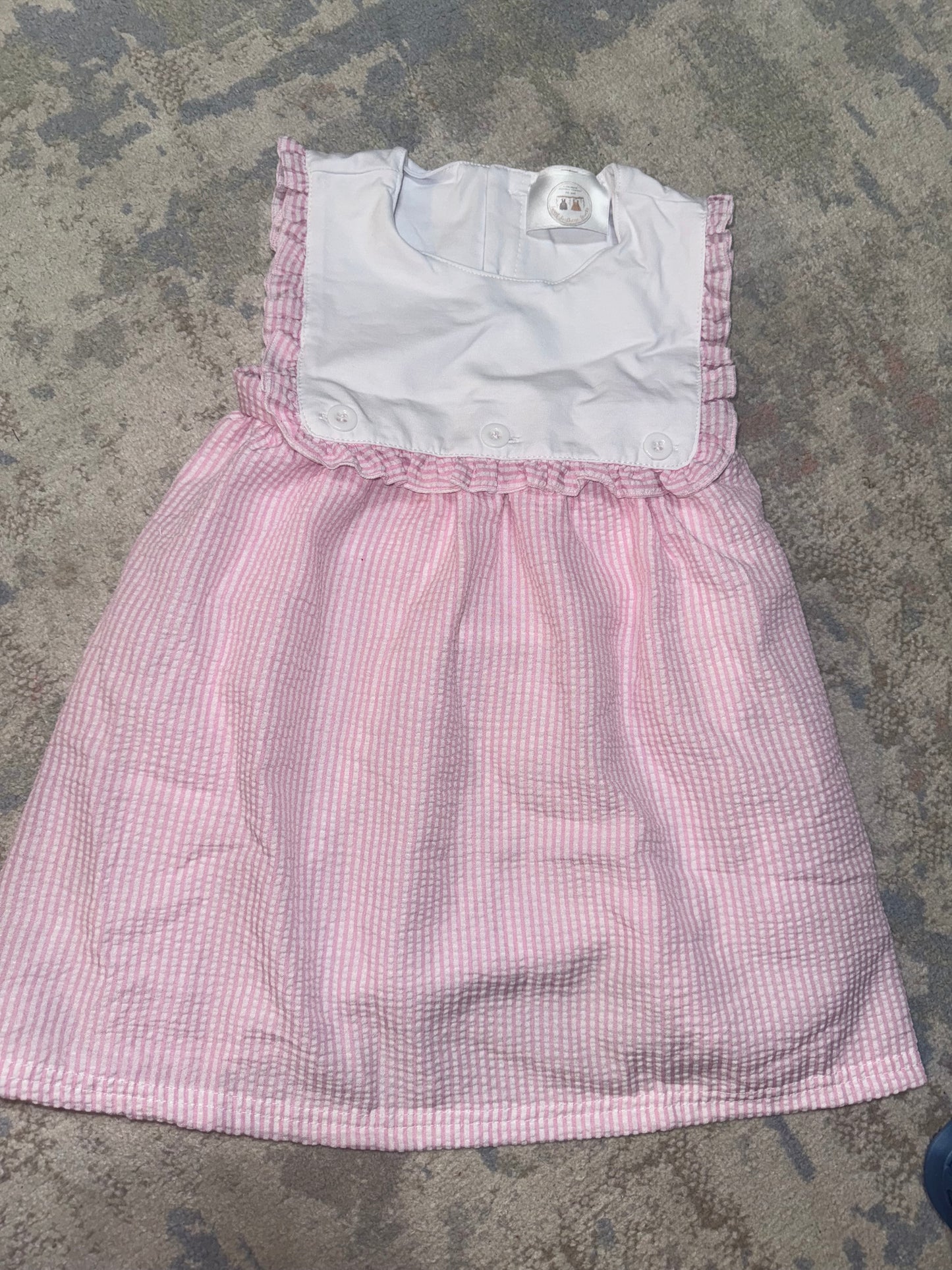 RTS-PINK SEERSUCKER DRESS 3T