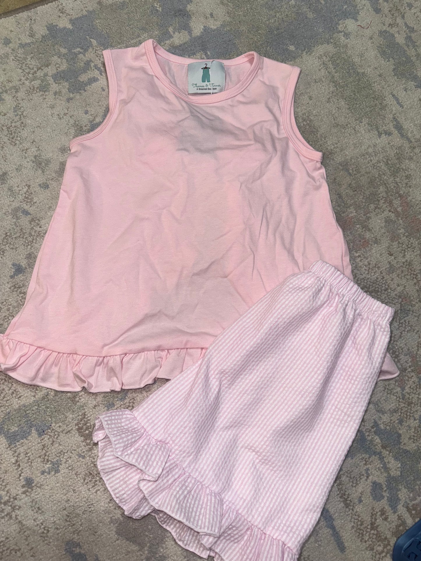 RTS-PINK BOW BACK SHORT SET 6/7Y