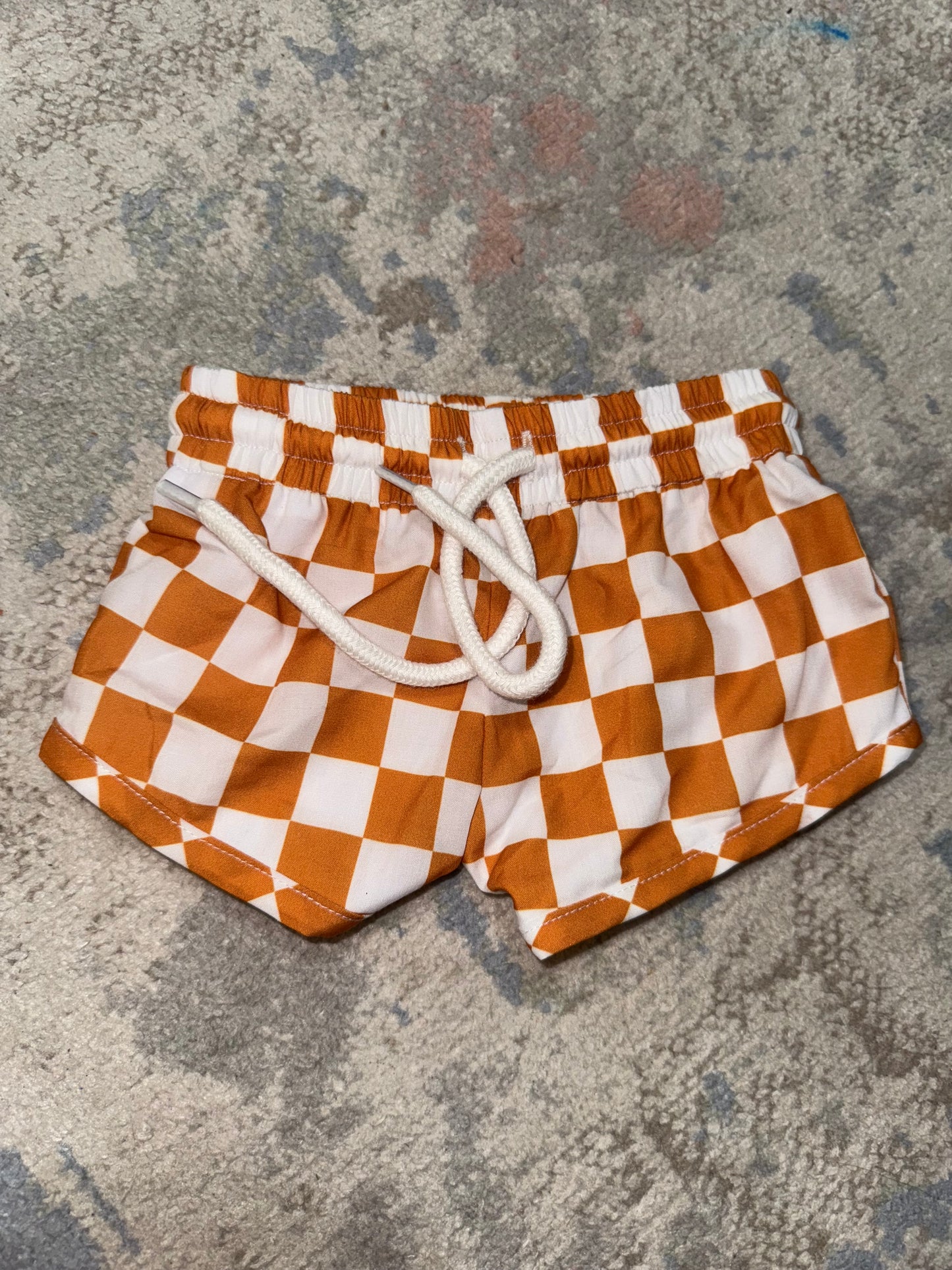 RTS-RUST CHECKERED TRUNKS NEWBORN
