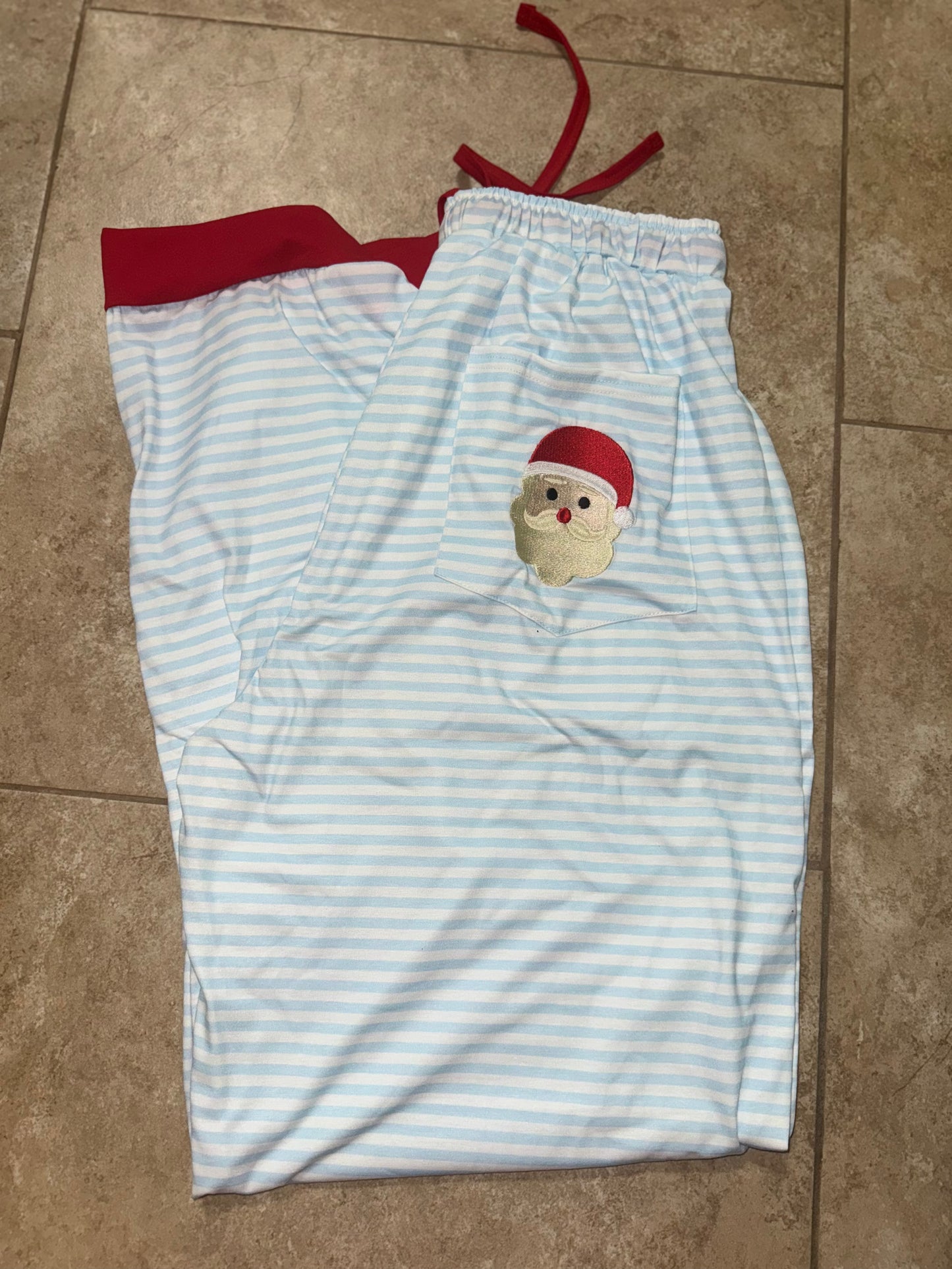 RTS-BLUE STRIPED ADULT SANTA PJ PANTS XL