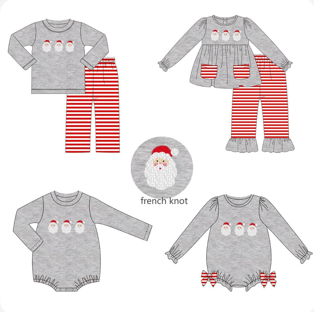 PO214-FRENCH KNOT SANTA COLLECTION