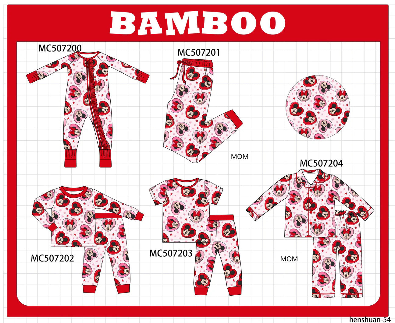 PO217-MOUSE HEART BAMBOO PJ COLLECTION