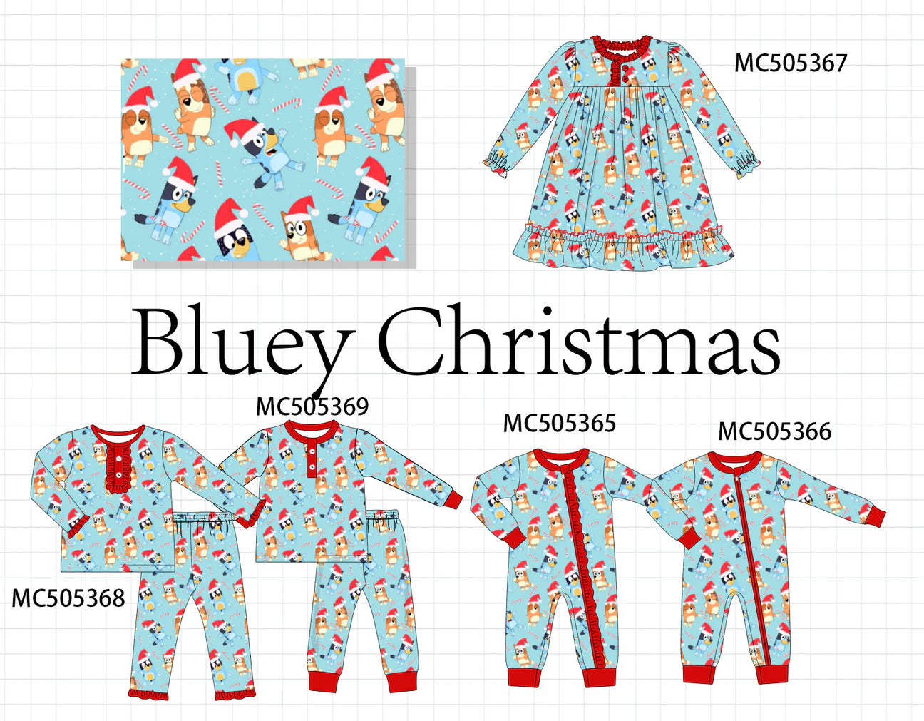 PO213-BLUE DOG CHRISTMAS PJ COLLECTION