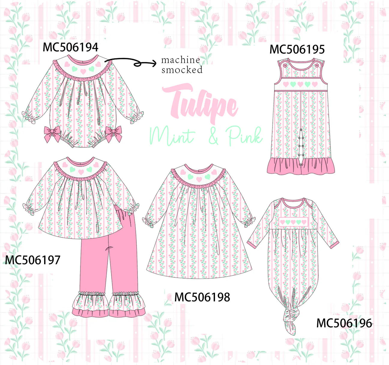 PO215-TULIP MINT AND PINK HEARTS