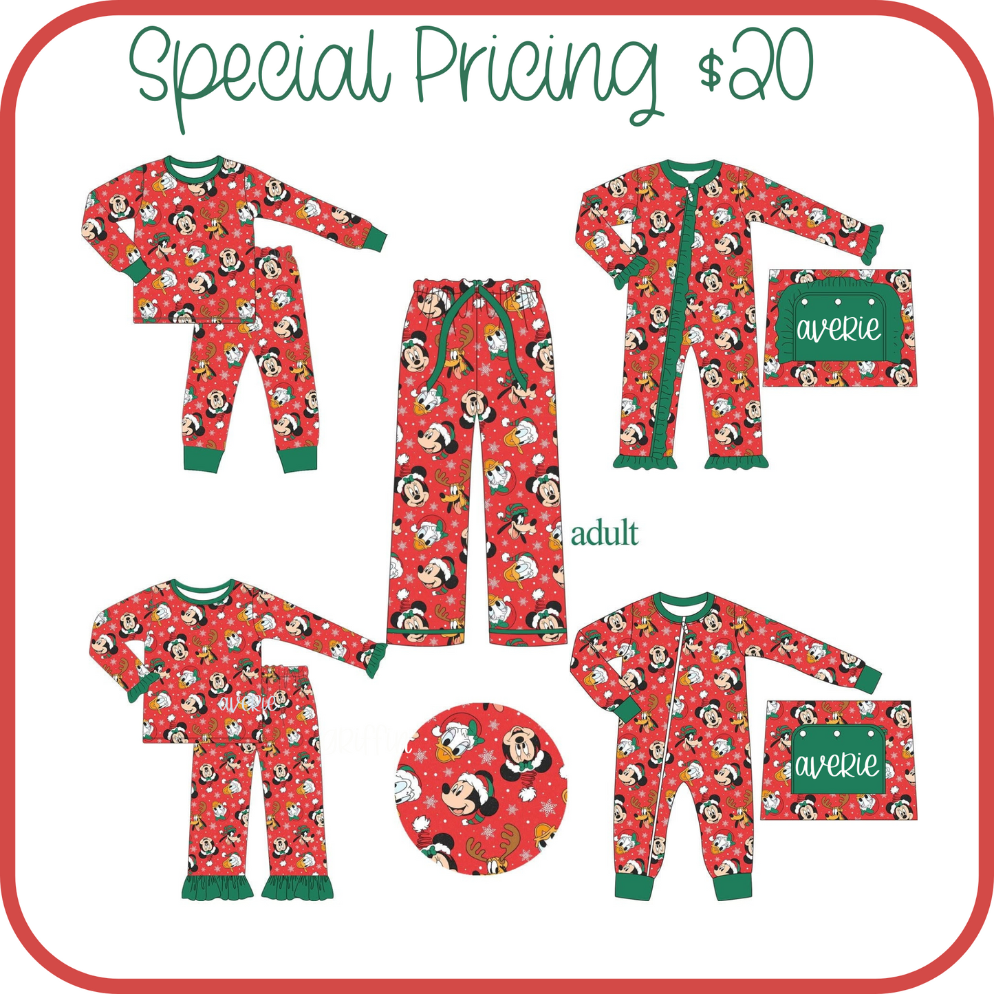 PO216-MERRY MOUSE CHRISTMAS FAMILY PJ COLLECTION