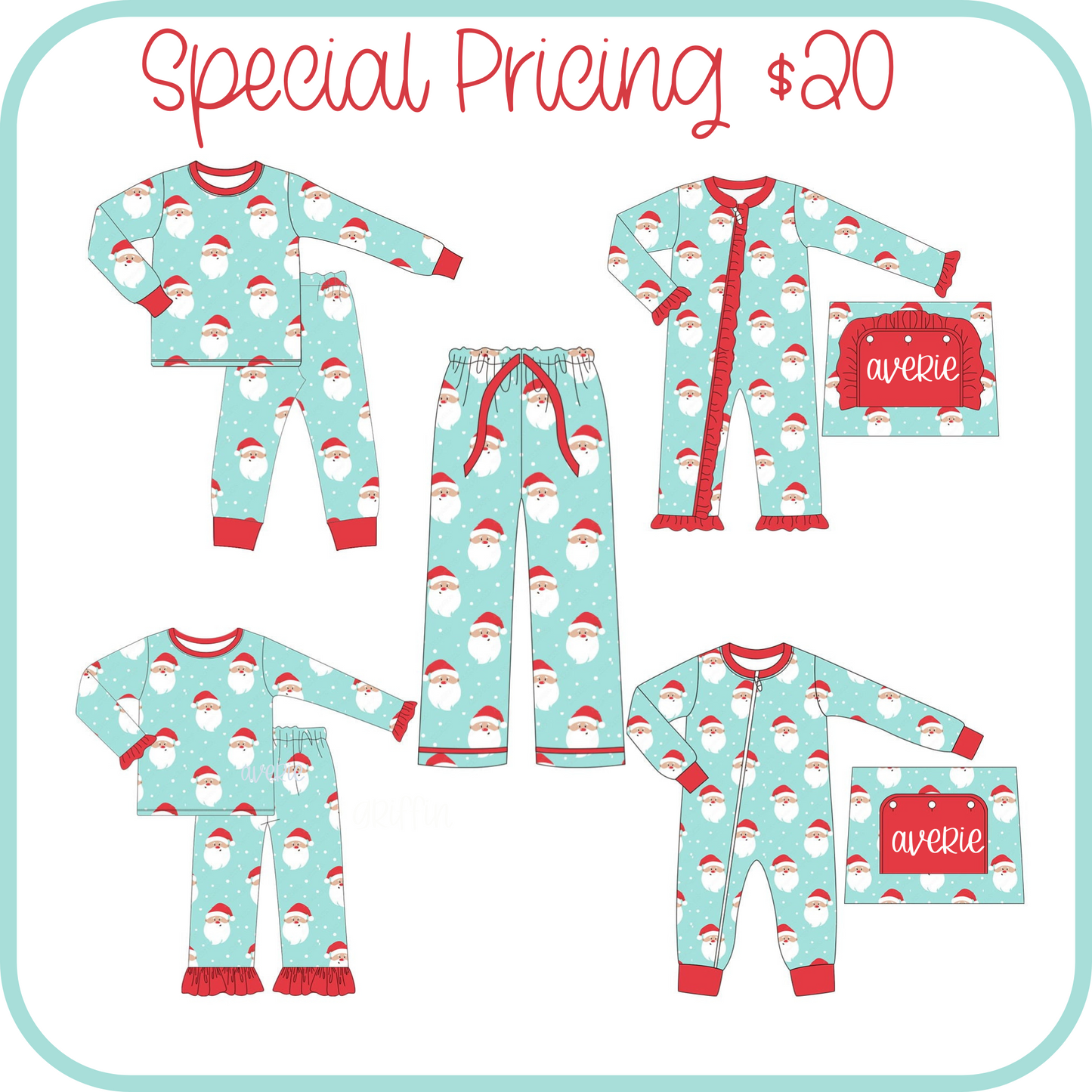 PO216-BLUE AND RED SANTA CHRISTMAS FAMILY PJ COLLECTION