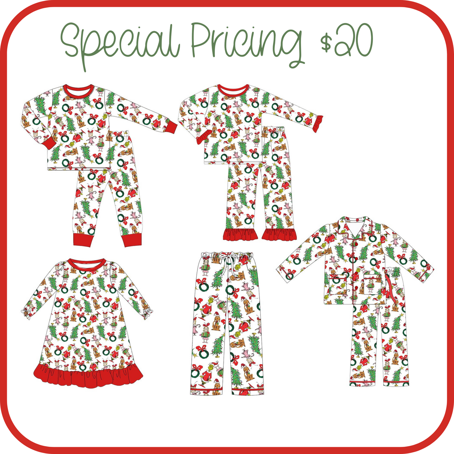 PO216-GREEN GUY CHRISTMAS FAMILY PJ COLLECTION