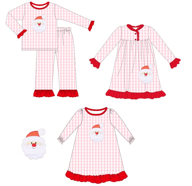 Po211-PINK GINGHAM SANTA COLLECTION