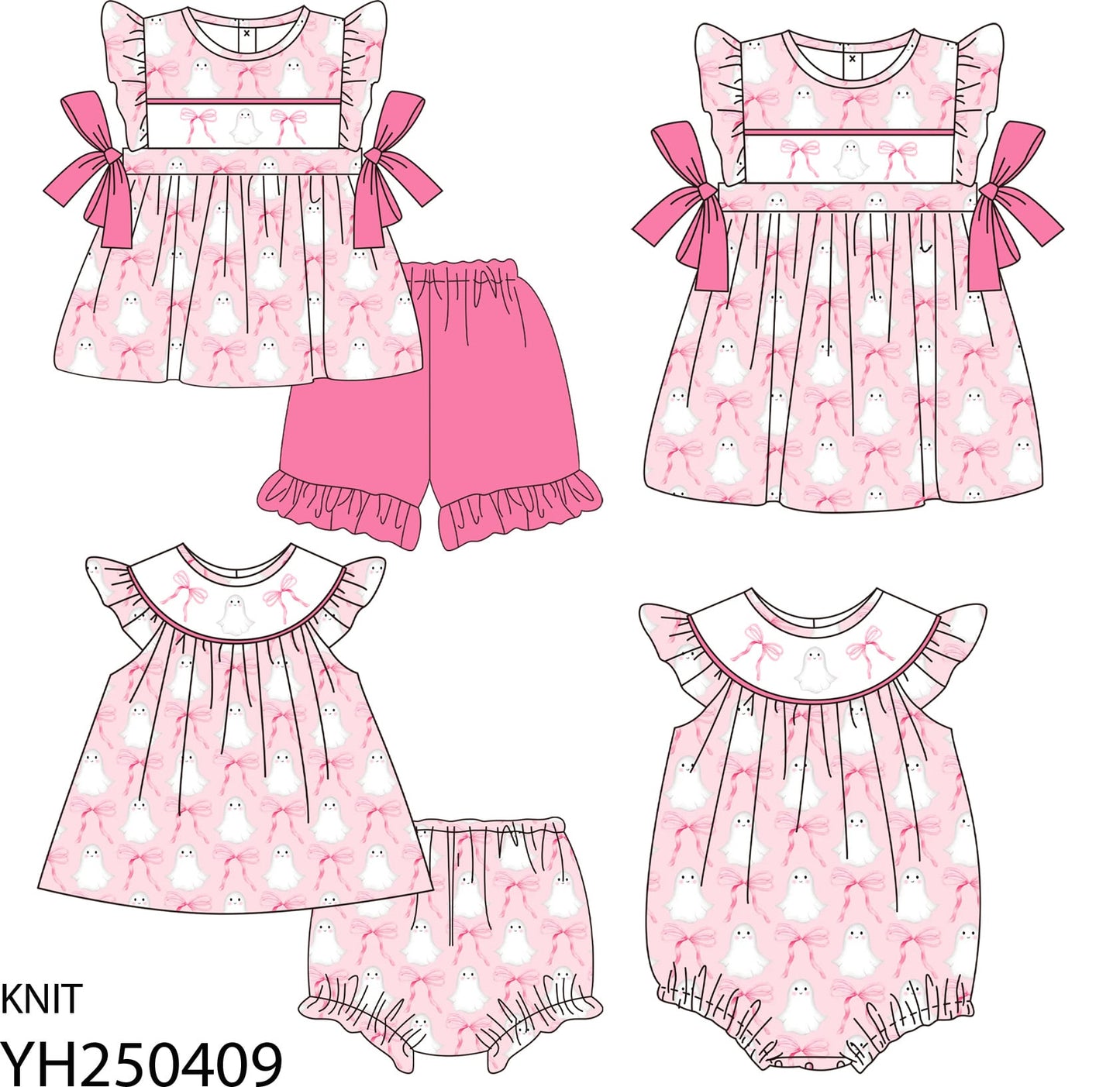 Po206-embroidered pink ghost collection