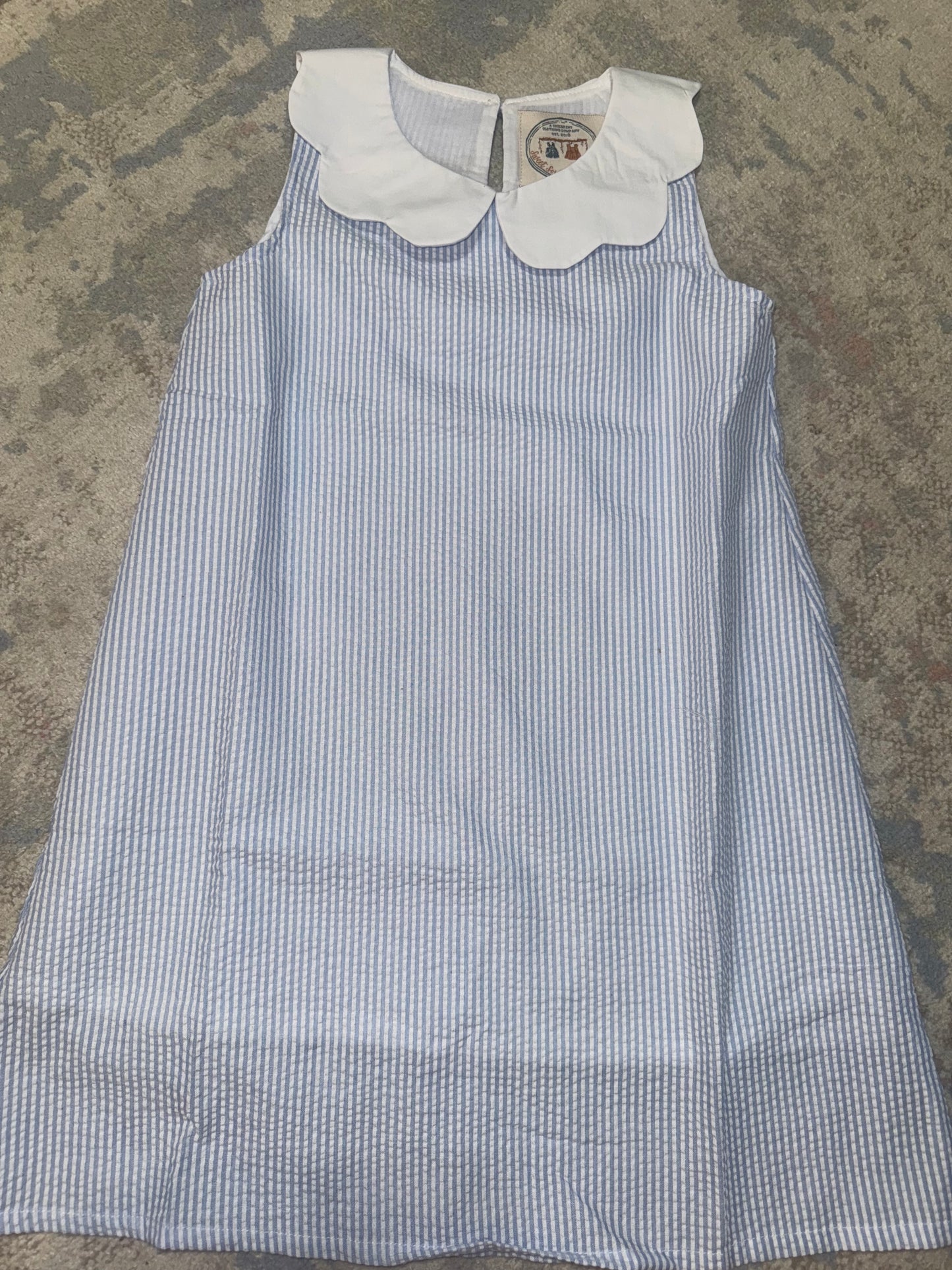 RTS-BLUE SEERSUCKER DRESS 6/7Y