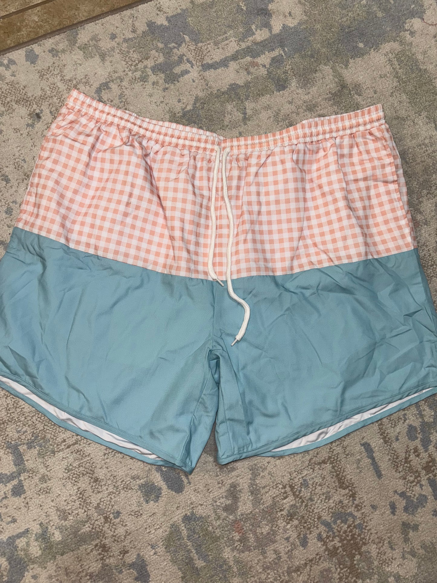 RTS-PEACH GINGHAM TRUNKS 2XL