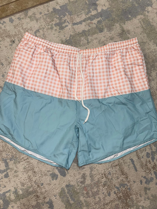 RTS-PEACH GINGHAM TRUNKS 2XL