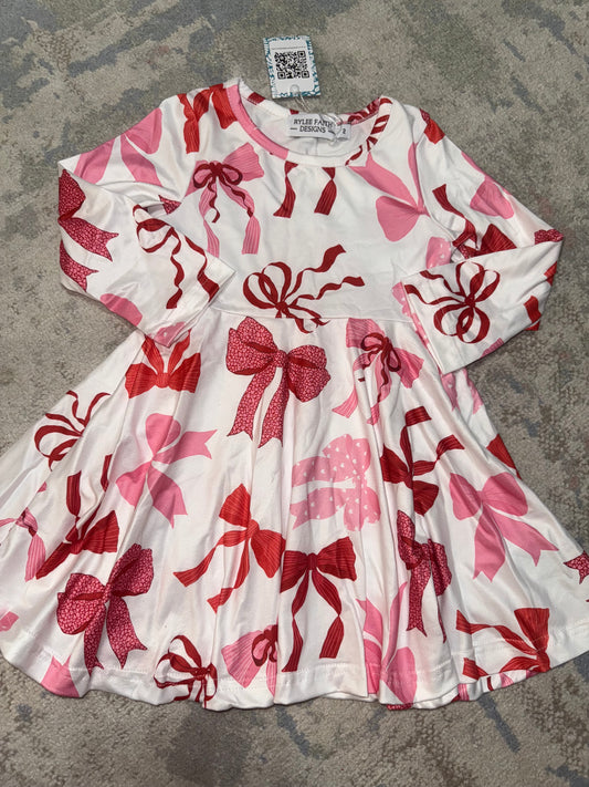 RTS-PINK BOW DRESS 2T