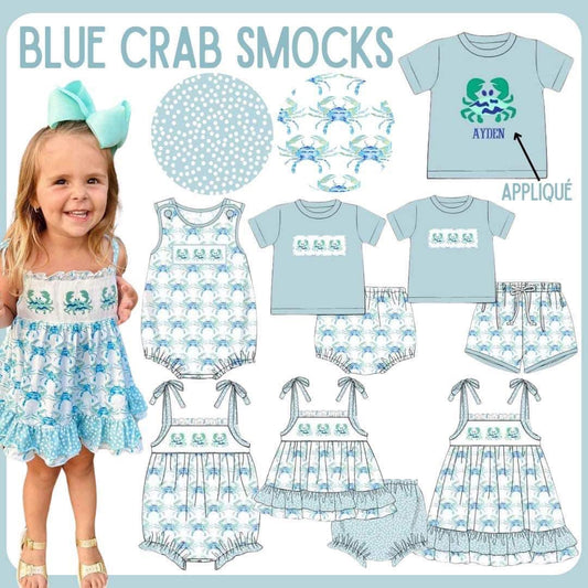 Po160-blue crab smock collection