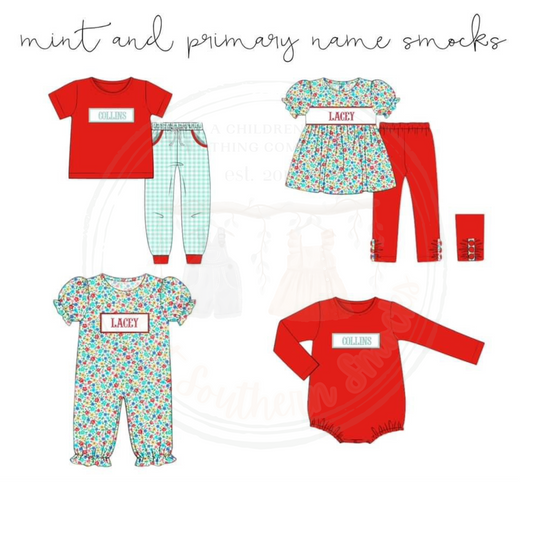Po168-MINT AND PRIMARY NAME SMOCK COLLECTION