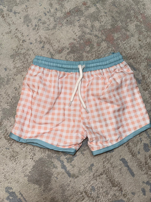 RTS-PEACH GINGHAM TRUNKS 7Y