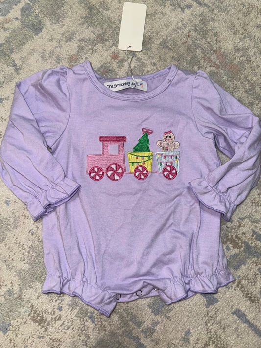 RTS-GINGERBREAD TRAIN GIRL BUBBLE 6/12M