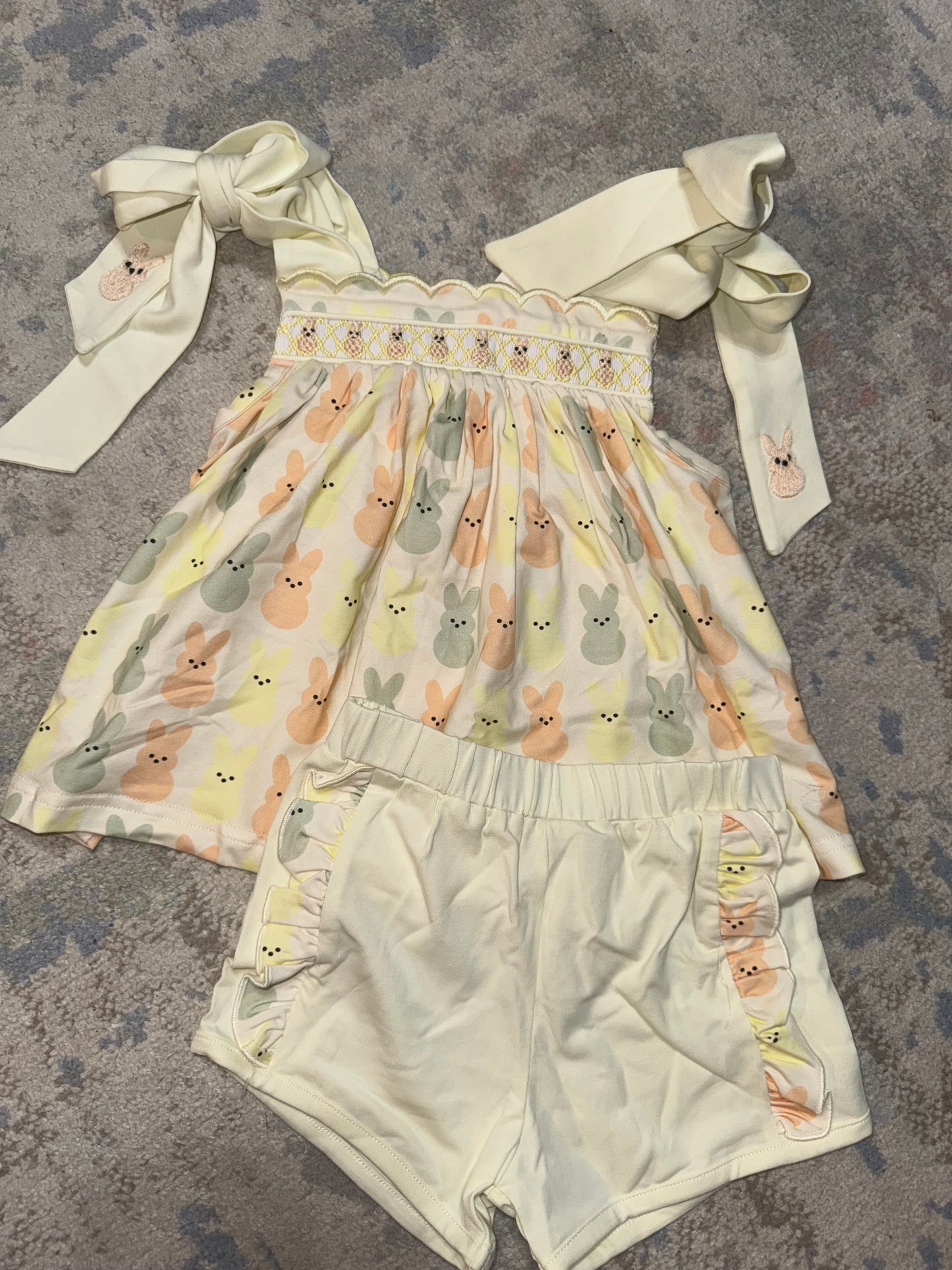 RTS-SMOCKED PEEP SHORT SET 2T