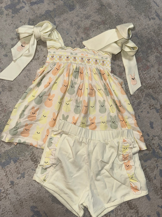 RTS-SMOCKED PEEP SHORT SET 2T