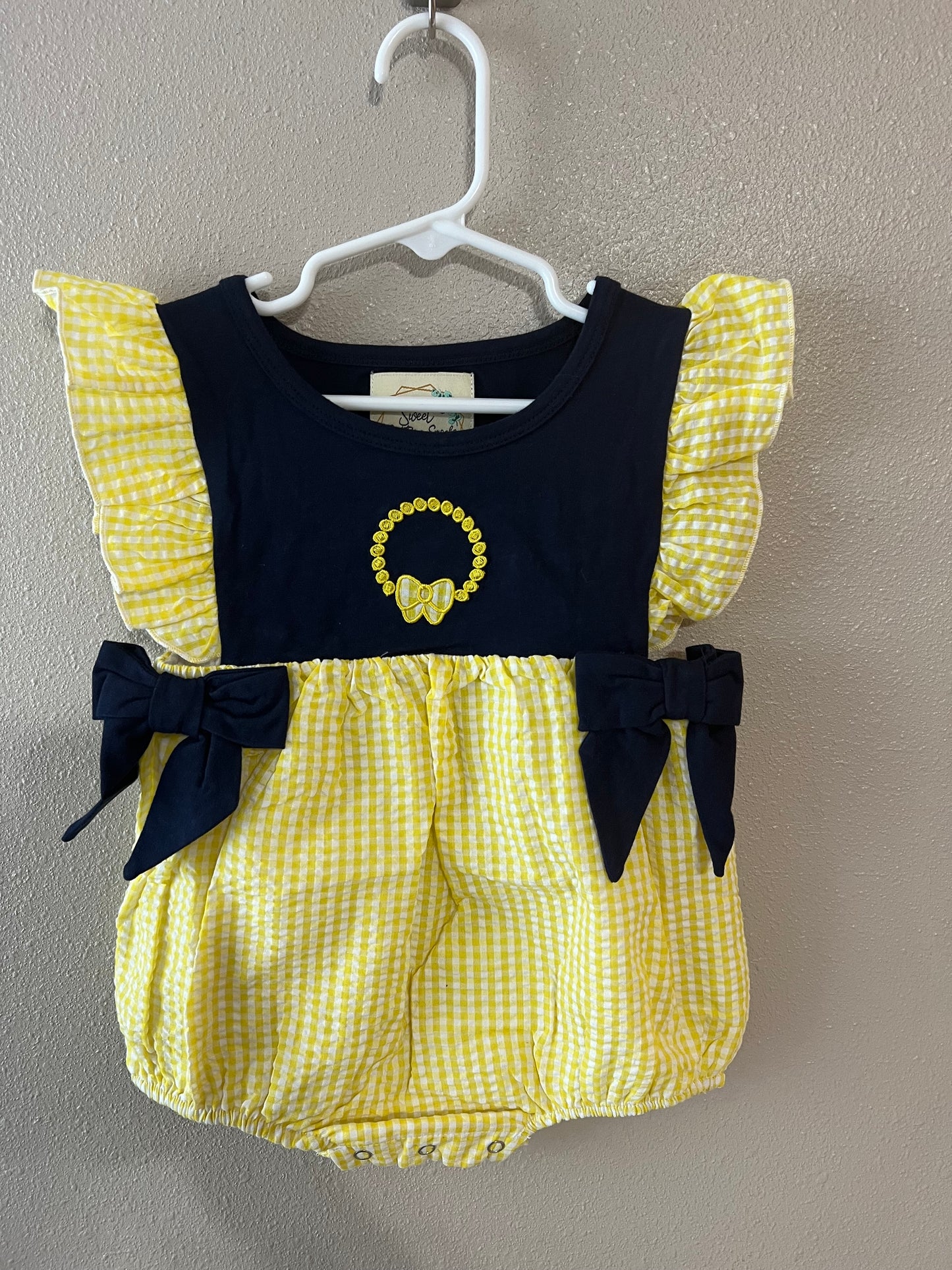 RTS-NAVY AND YELLOW GINGHAM BUBBLE