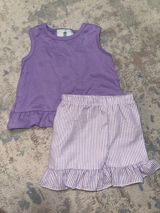 RTS-PURPLE BOW BACK SHORT SET 6/12M