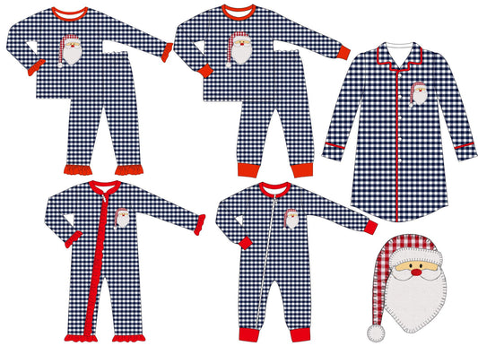 PO214-GINGHAM SANTA CHRISTMAS FAMILY PJ COLLECTION