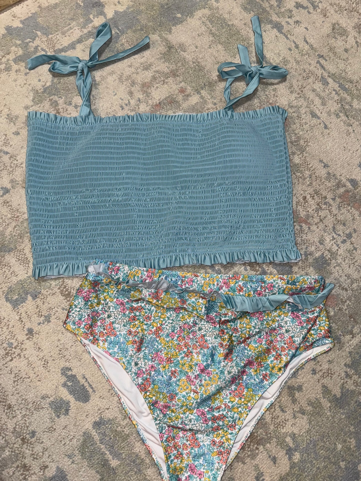 RTS-TEAL FLORAL ADULT SWIM 2XL