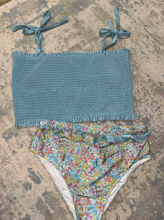 RTS-TEAL FLORAL ADULT SWIM 2XL