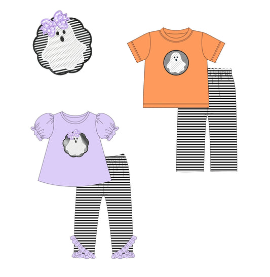 PO205-ghost appliqué pant sets