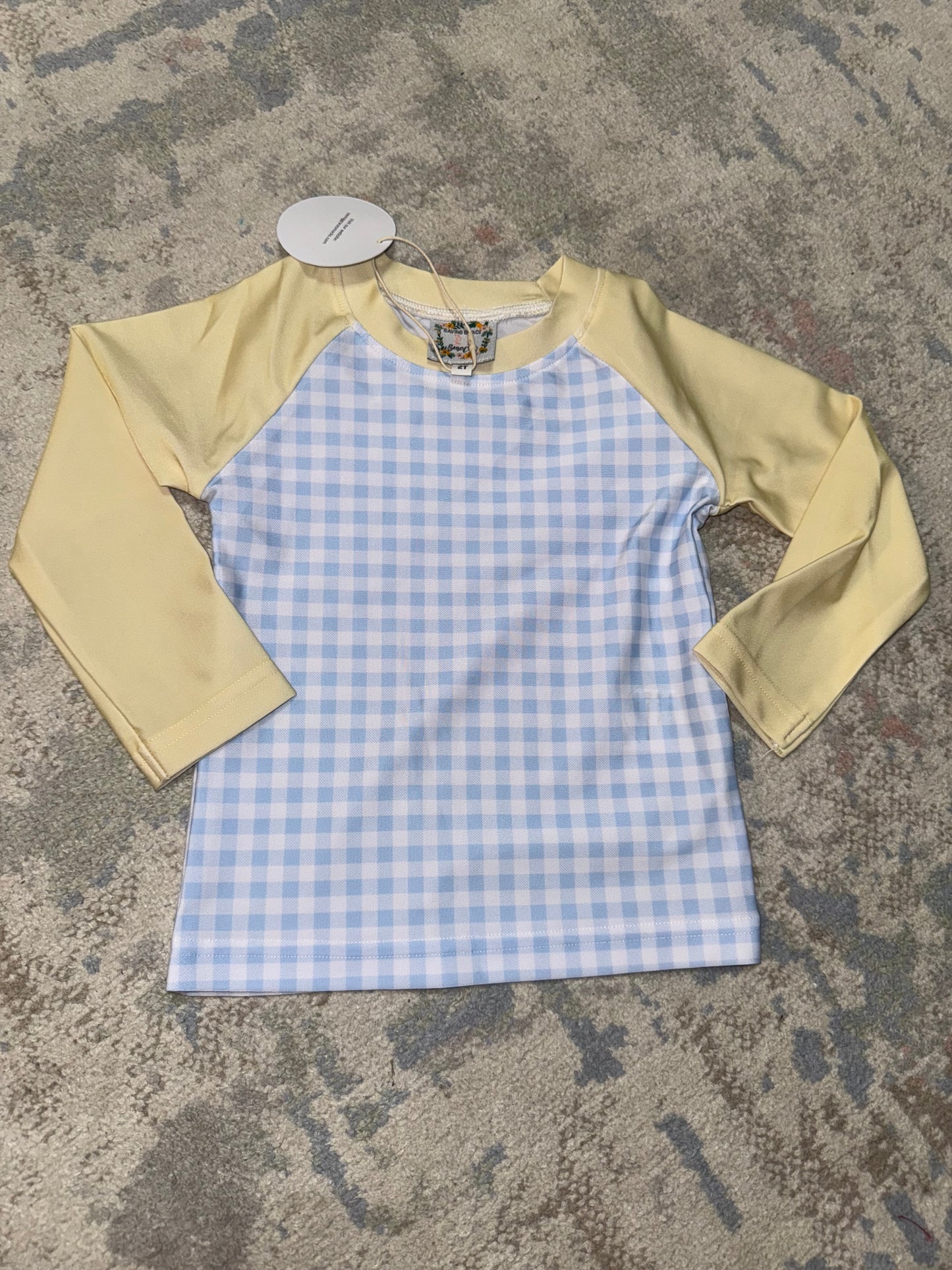 RTS-BLUE GINGHAM RASH SHIRT 2T