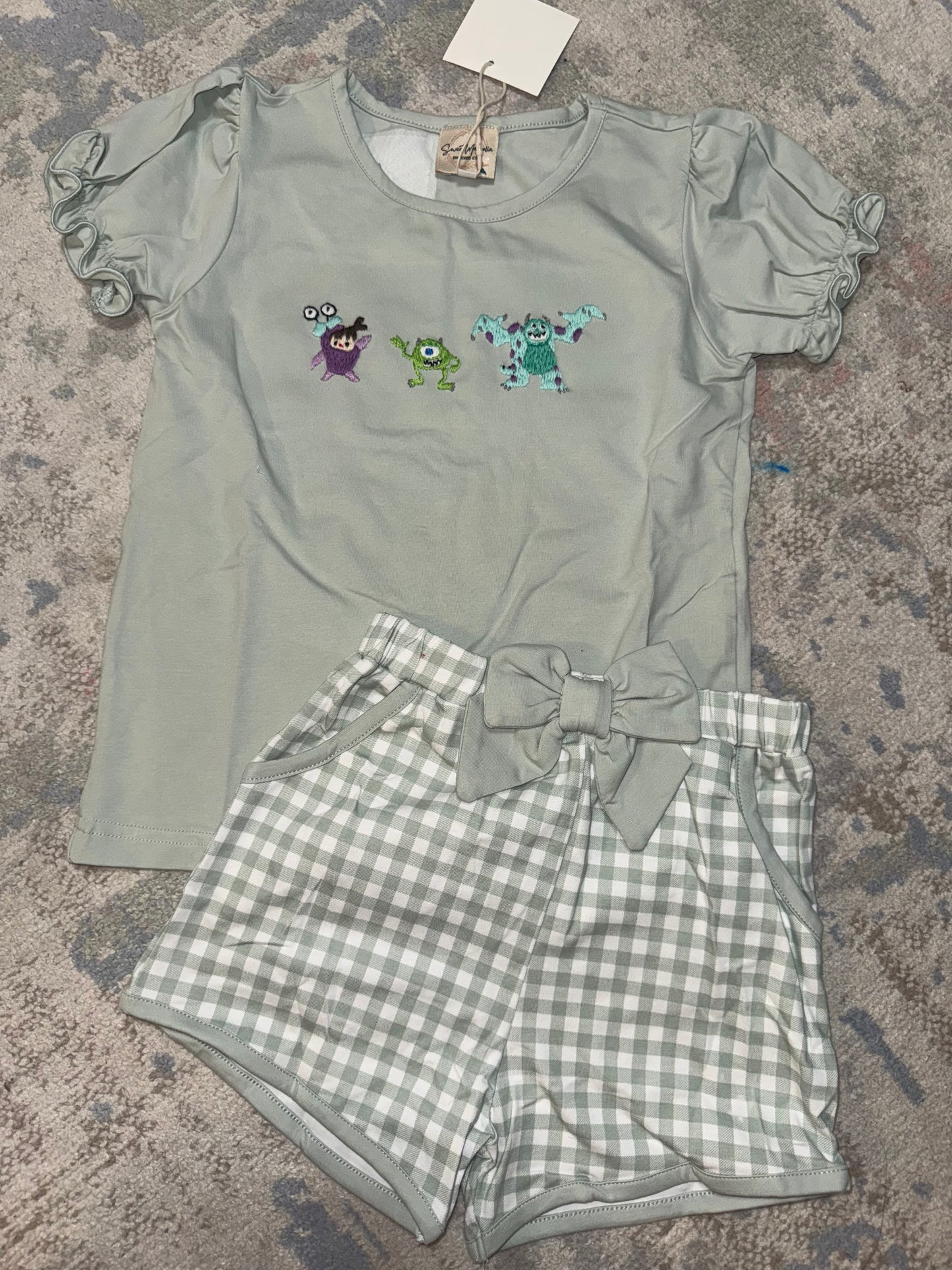 RTS-FRENCH KNOT MONSTER GIRL SHORT 4T