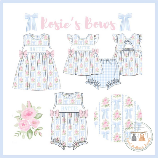 Po167-ROSIES BOWS NAME SMOCK COLLECTION