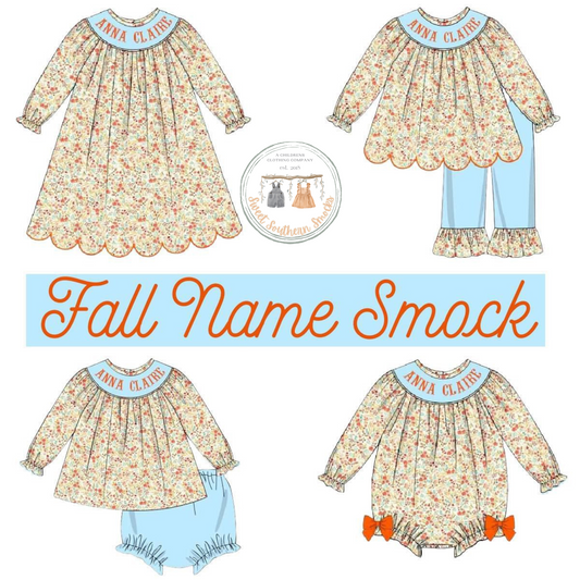 Po167-FALL FLORAL NAME SMOCK COLLECTION