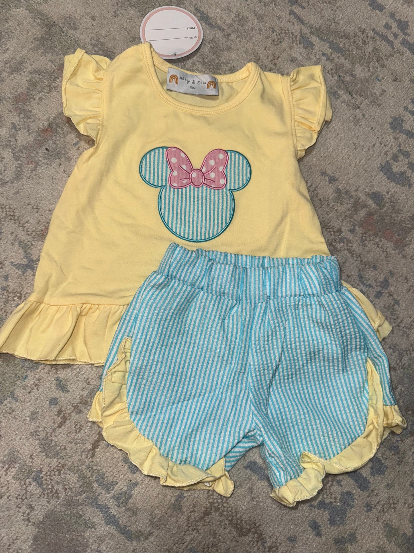 RTS-YELLOW MOUSE GIRL SHORT SET 18M