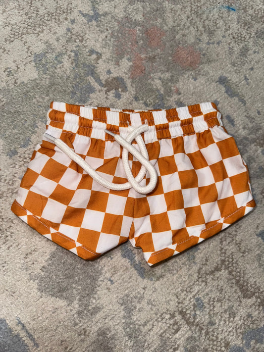 RTS-RUST CHECKERED TRUNKS NEWBORN