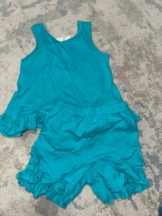 RTS-TEAL BOW BACK SHORT SET 12/18M