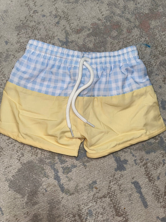 RTS-BLUE GINGHAM AND YELLOW TRUNKS 2T