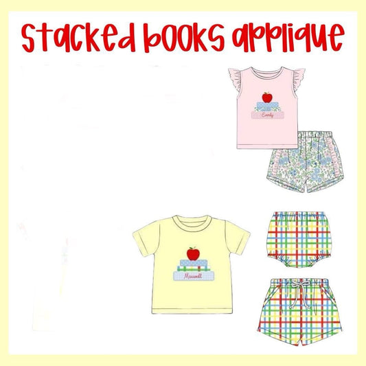PO 164-stacked books applique collection
