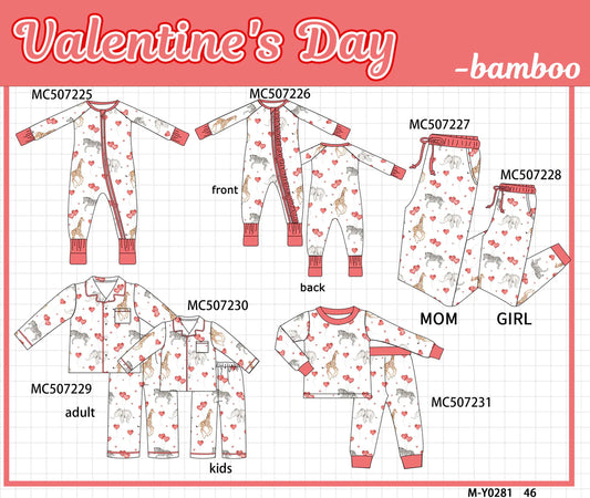 PO217-HEART ZOO ANIMAL BAMBOO PJ COLLECTION