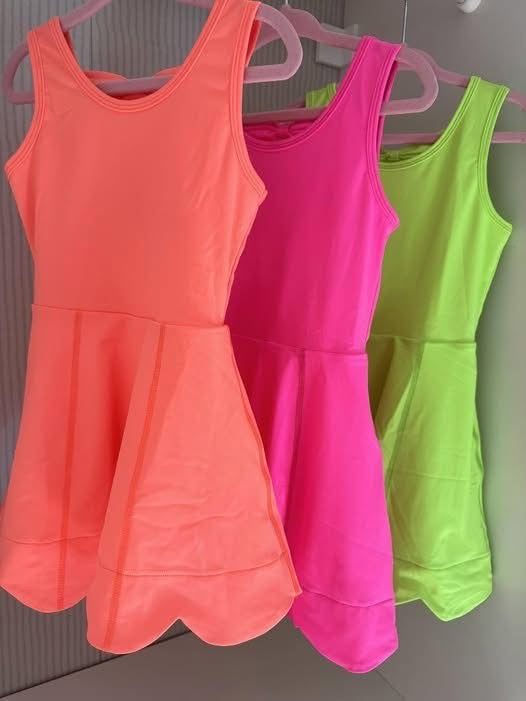 Athletic neon dress with built in shorts PRE ORDER