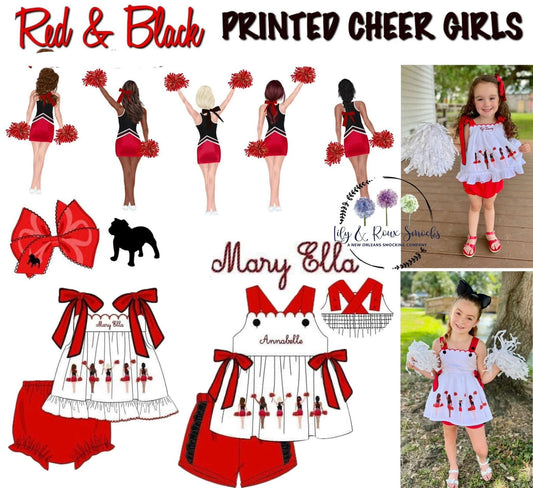 PO207-RED AND BLACK PRINTED CHEER GIRLS
