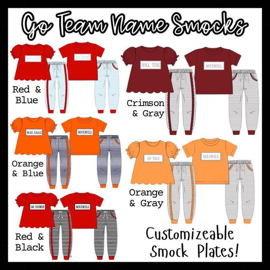 PO208-GO TEAM NAME SMOCKS COLLECTION