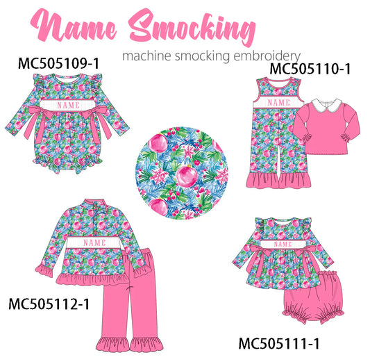 PO210-PINK ORNAMENT EMBROIDERED CUSTOMIZED NAME COLLECTION