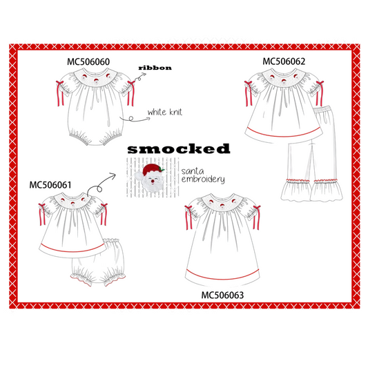 PO214-SMOCKED EMBROIDERED SANTA COLLECTION