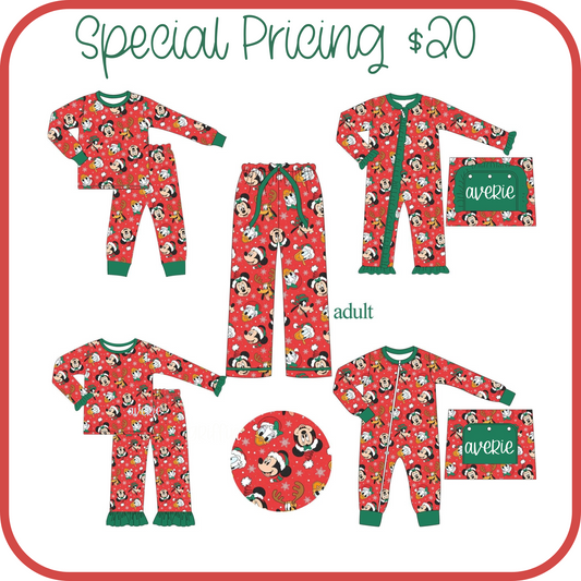 PO216-MERRY MOUSE CHRISTMAS FAMILY PJ COLLECTION