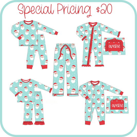 PO216-BLUE AND RED SANTA CHRISTMAS FAMILY PJ COLLECTION