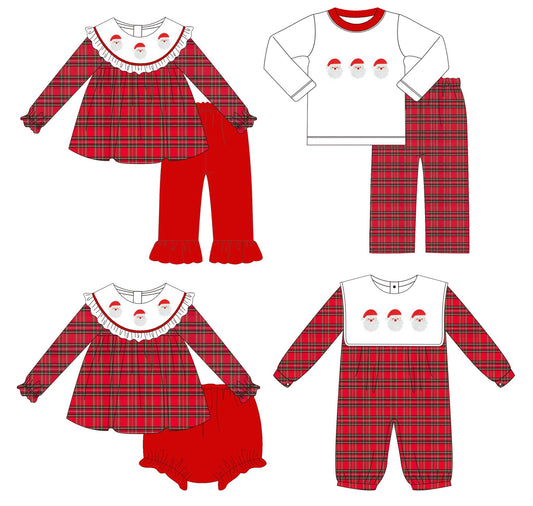 PO214-PLAID EMBROIDERED SANTA COLLECTION